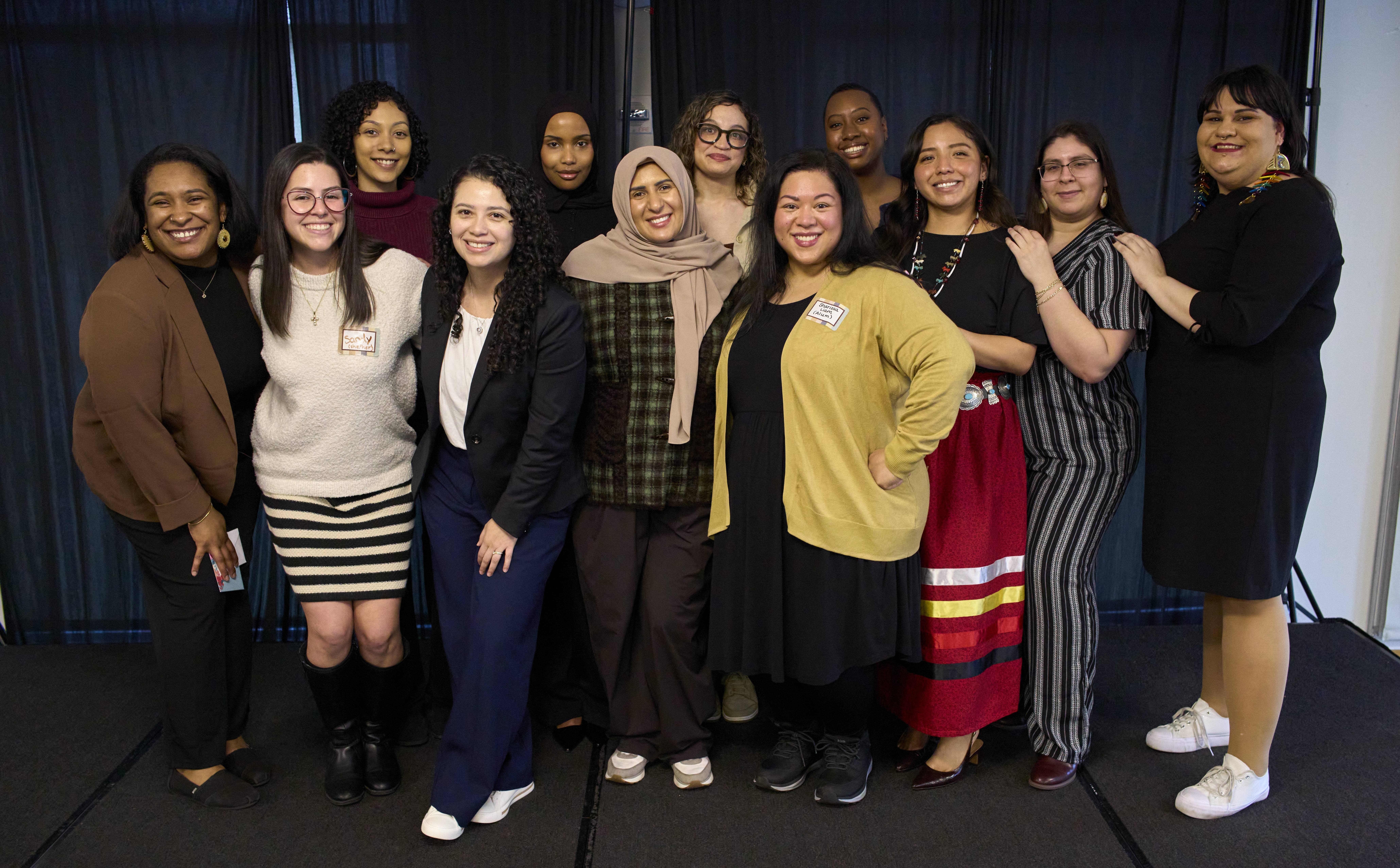 Women leaders of color pose together at the celebration. Pictured are Pathwaves Fellows from Cohorts 1 and 2